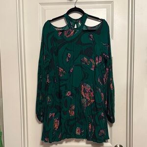 Free People drift away Green and Pink Mini Dress